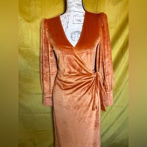 Lady Gang NWT! Velvet Full Length Orange Dress - Size Medium